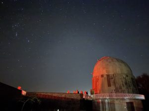Visitors gathered outside Dome E at the Observatory